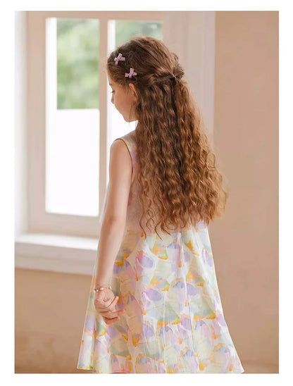Ärmelloses Mädchen-Kleid mit Pailletten für Geburtstag oder Hochzeit in Weiß, Rosa und Dunkelgrün – festliche Kinderbekleidung