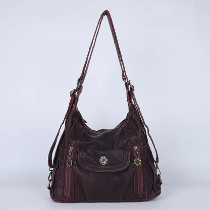 Damen-Schultertasche aus PU-Leder mit Mehrfachfächern, Handyfach und Geldbörse, Alltagstauglich