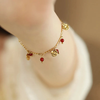 Damen-Armband mit rotem Stein aus Edelstahl