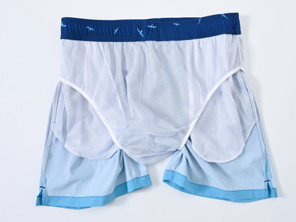 Herren-Badeshorts mit Kompressionsfutter, 2-in-1, schnelltrocknend, mit Kordelzug und Reißverschluss – ideal für den Strand.