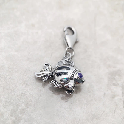 Damen-Charm-Anhänger Fisch blau maritim Glück aus Sterlingsilber