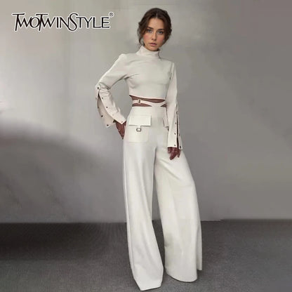 Elegantes zweiteiliges Damen-Set mit V-Ausschnitt, ärmellosem Oberteil und hoch tailliertem Rock mit 3D-Blumendetails.