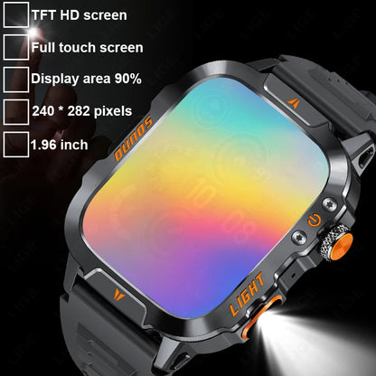 LIGE 2025 Neue LED Taschenlampe Smart Uhr Männer 420 mAh Batterie Wasserdichte Outdoor Sport Bluetooth Anruf Smartwatch Für Android IOS