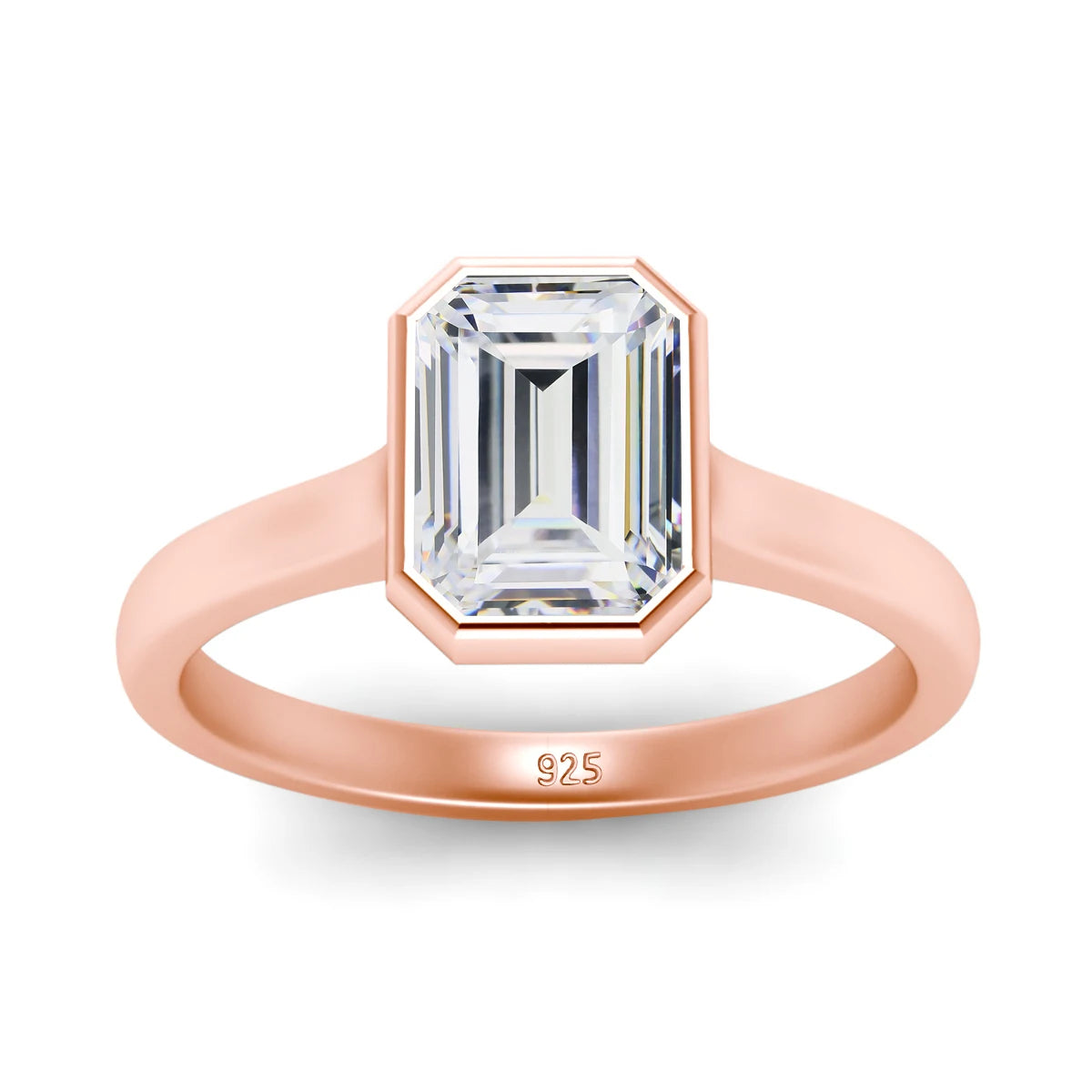 Damen-Ring aus Silber 925 mit Moissanit im Smaragd-Schliff 1 Karat Zertifikat inklusive Echtheitsprüfung