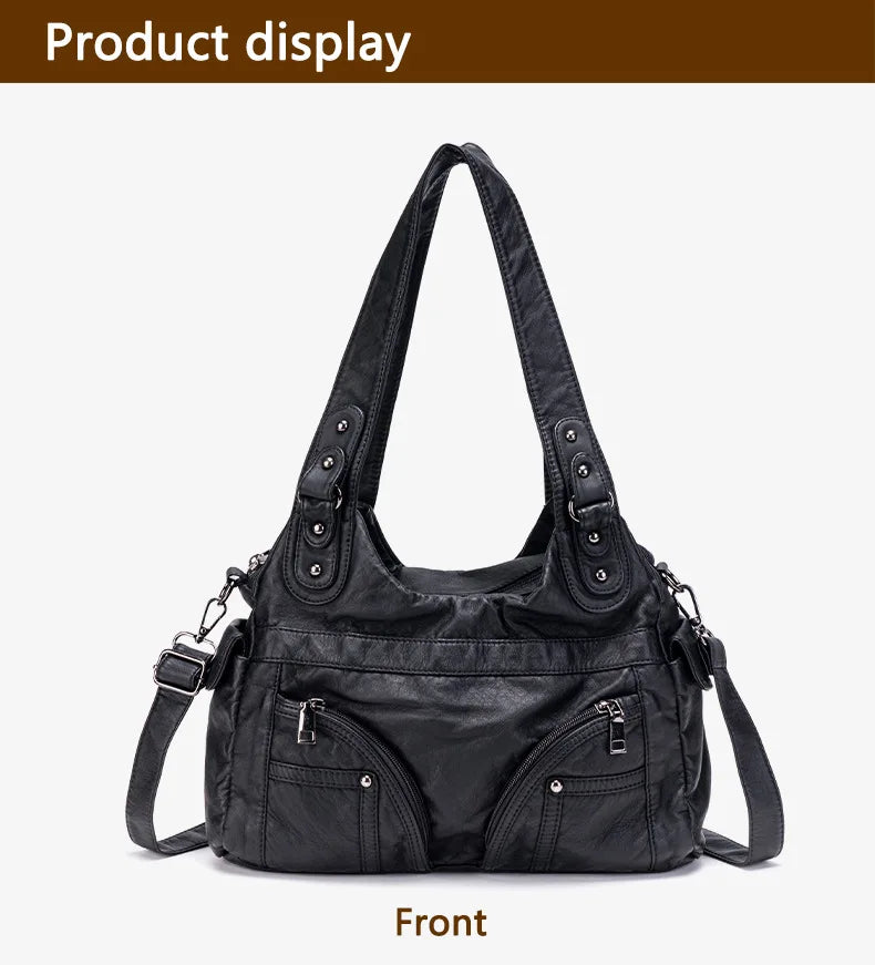 Damen-Handtasche Aus PU-Leder Mit Top-Handle Und Mehrfach-Fächern Große Satchel-Tasche