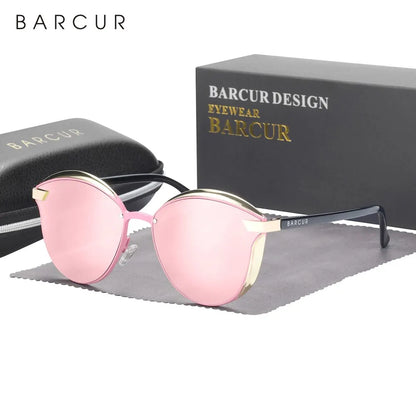 Damen-Sonnenbrille rund Katze Farbverlauf polarisiert UV400 B