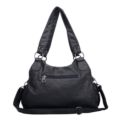 Damen-Hobo-Tasche aus Vintage-Leder mit verstellbarem Tragegurt und Mehrfachtaschen