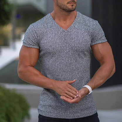 Modisches Herren-Casual-T-Shirt mit Streifen und Rundhalsausschnitt – ideal für den Sommer