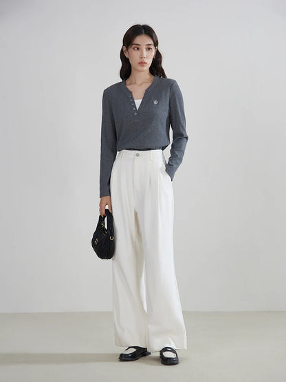Elegante Damenbluse in Hellgrün mit Rundhalsausschnitt und Bindedesign – Langarm und locker geschnitten für den Herbst