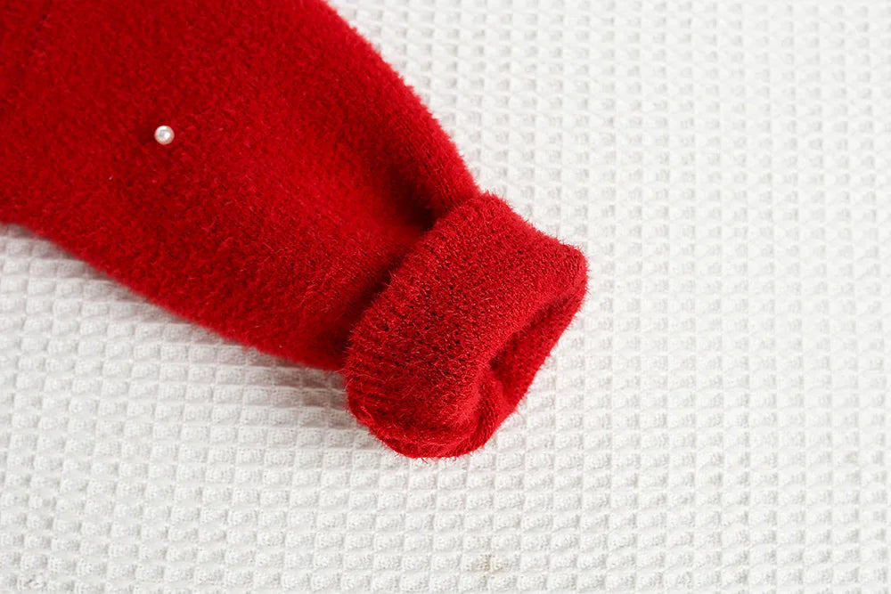 Mädchen Pullover mit niedlichem Bogen und Perlen für die Herbstsaison