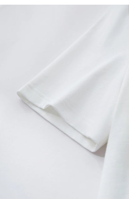 Damen T-Shirts im Minimalismus-Stil mit Kurzarm und Buchstaben-Stickerei
