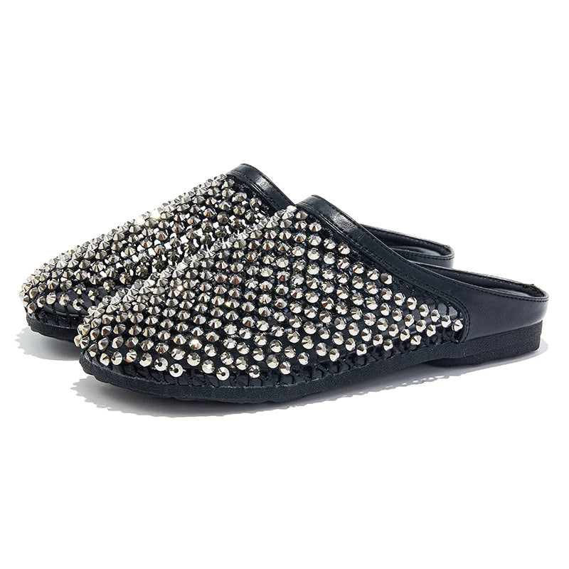 AIYUQI Frauen Geschlossene Zehen Hausschuhe 2025, Anti-slip Diamant Mesh Hausschuhe Für Frauen Große Größe Sommer Weibliche Schuhe