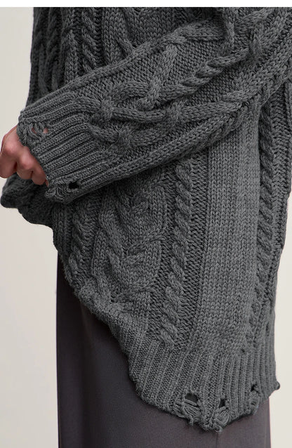 Damen-Rollkragenpullover Acryl locker warm Retro Winter
