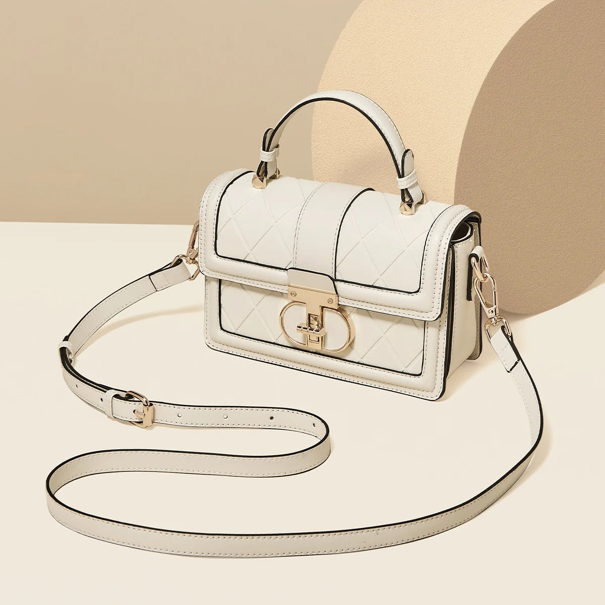 Damen Top-handle Tasche aus Split Leder mit Diamant-Gitter