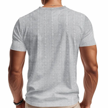 Herren-Casual-Poloshirt mit V-Ausschnitt, Brusttasche und Knopfleiste – vielseitiges, einfarbiges Business-T-Shirt