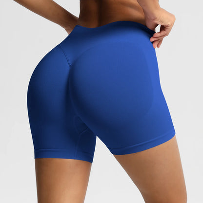 Damen-Sportshorts mit hoher Taille, königsblau, eng geschnitten