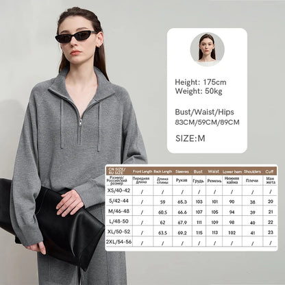 Damen-Rollkragenpullover Reißverschluss weites Bein Set Herbst