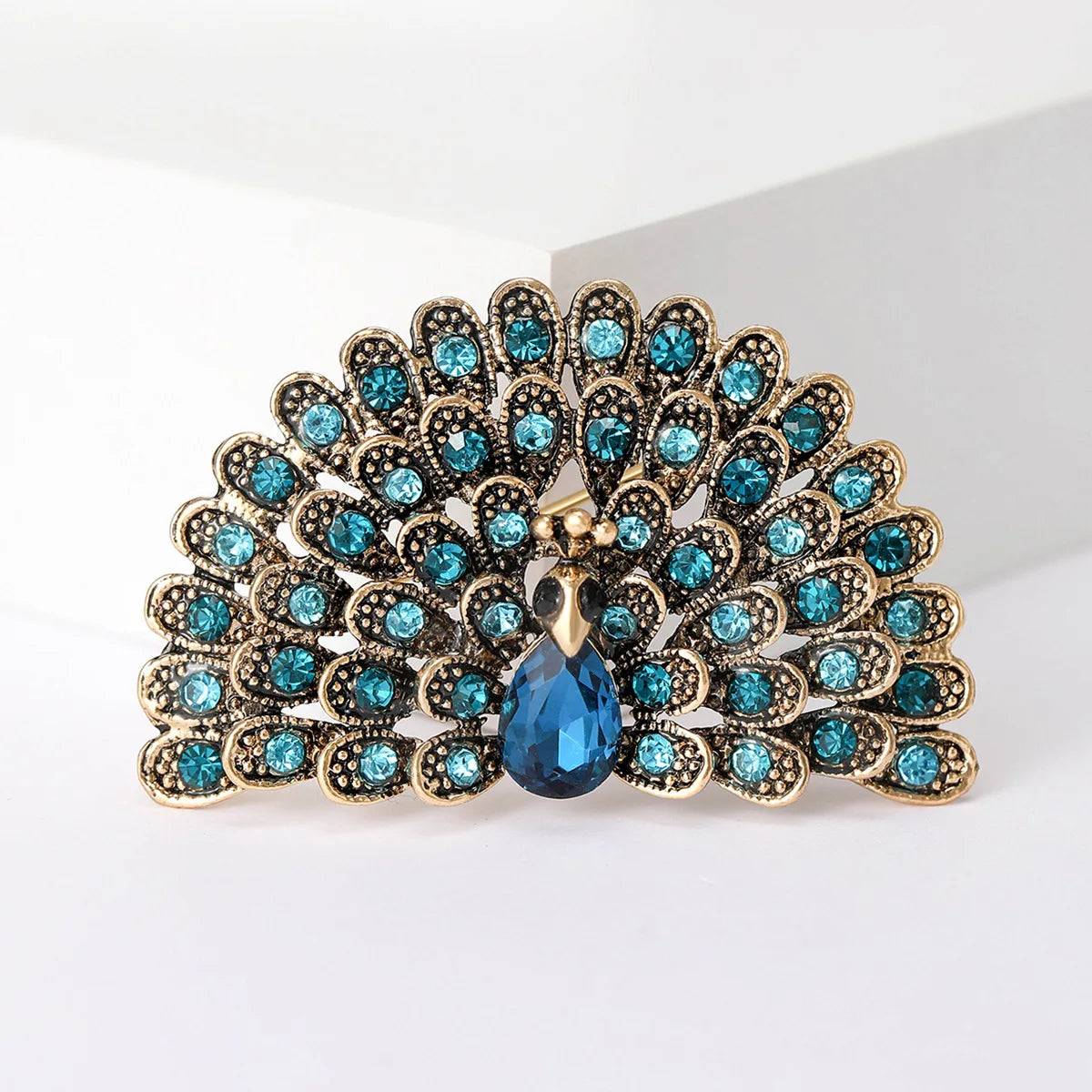 Brosche Pfau Kristall Emaille Tier Anstecknadel Damen