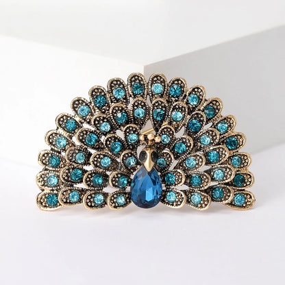 Brosche Pfau Kristall Emaille Tier Anstecknadel Damen