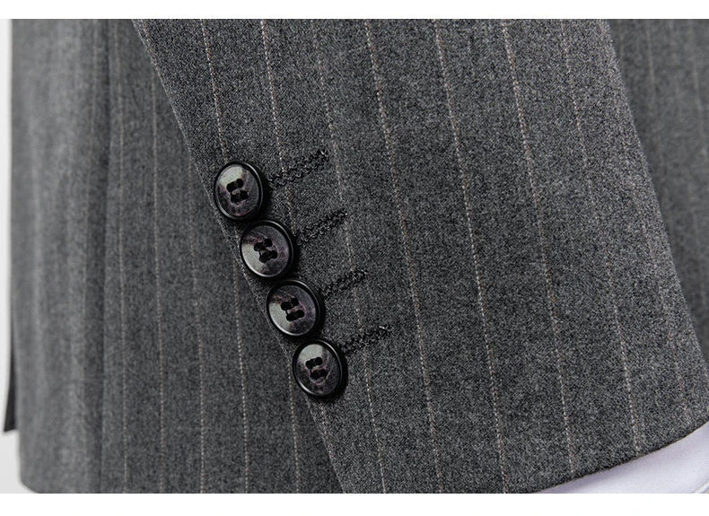 Hochwertiger Herren Anzug 3-teilig: Kariert, Grau, Slim Fit, Business & Hochzeit.
