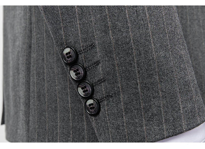 Hochwertiger Herren Anzug 3-teilig: Kariert, Grau, Slim Fit, Business & Hochzeit.