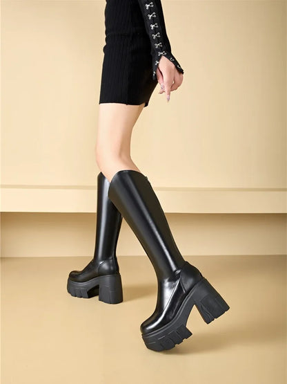 AIYUQI Western Cowboy Boots Women 2025 New Fashion High Heel Female Rider Boots 11cm Heel High Platform Skinny Boots Women
