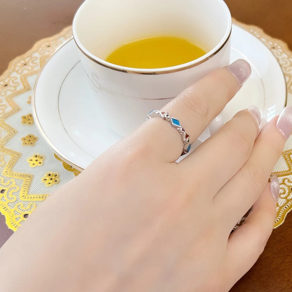 Damen-Ring bunte Steine Türkis Böhmen Sommer aus Sterlingsilber