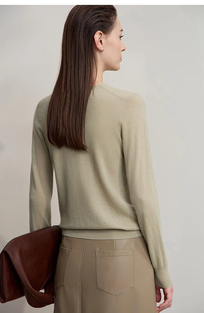 Damen V-Ausschnitt Pullover 100 % Wolle vielseitig Langarm Herbst