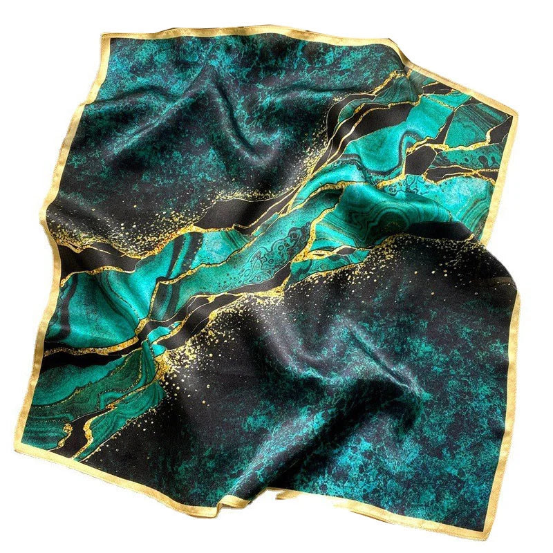 Damen Seidenschal quadratisch Blumen Bandana Haarband Halstuch weich B