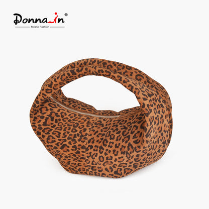 Damen-Handtasche Wildleder Halbmond Leopardenmuster Top-Griff