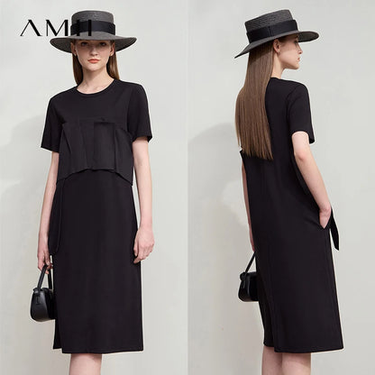 Elegantes Damen Sommerkleid Aus Viskose Strick Mit Lockerer Passform