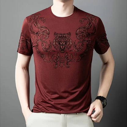 Herren T-Shirt aus feinem Wollstoff mit lässigem Rundhalsausschnitt
