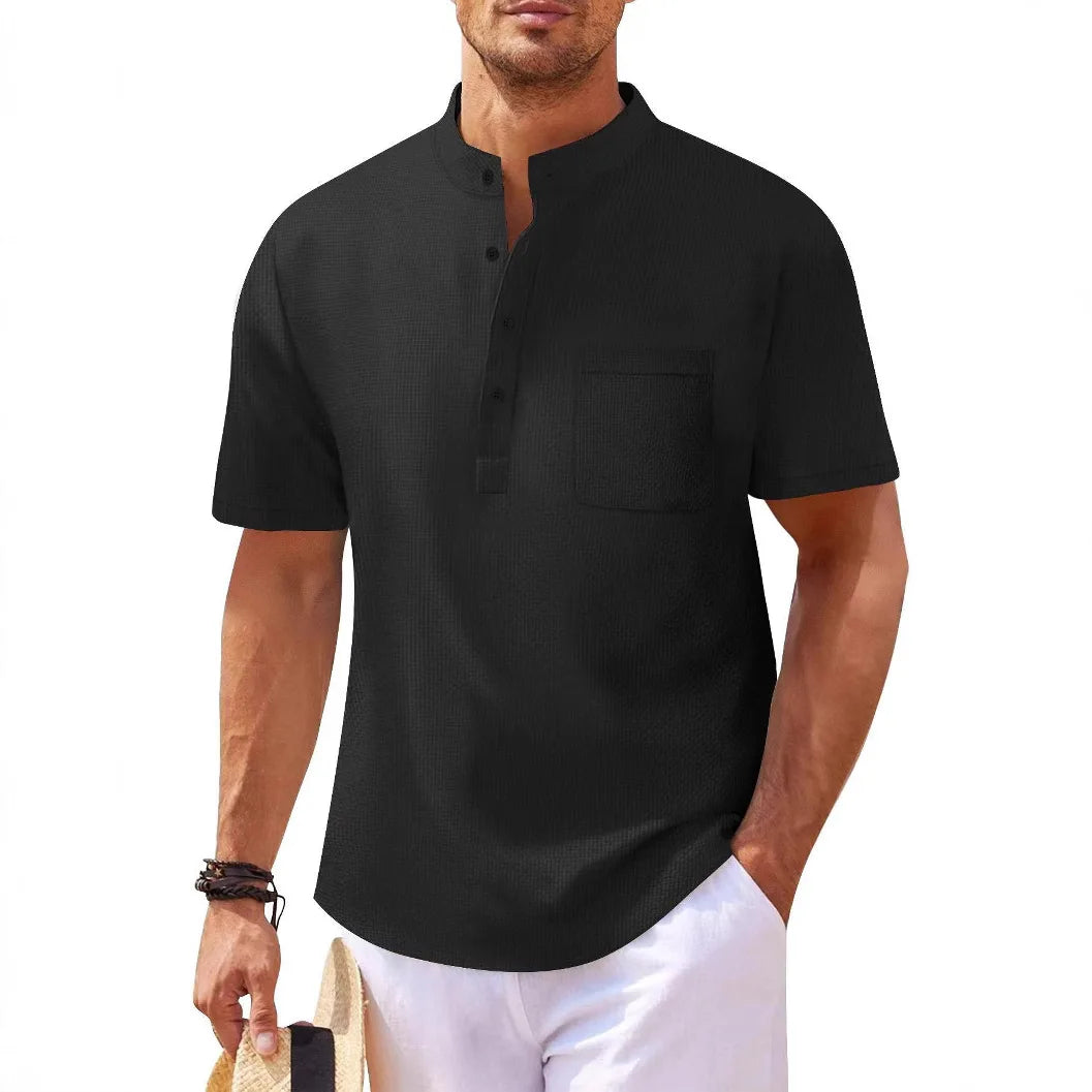 Langarm-Poloshirt für Herren mit Reverskragen – dünnes, vielseitiges Oberteil für Business und Freizeit in Uni-Farben, ideal für den Frühling und Herbst