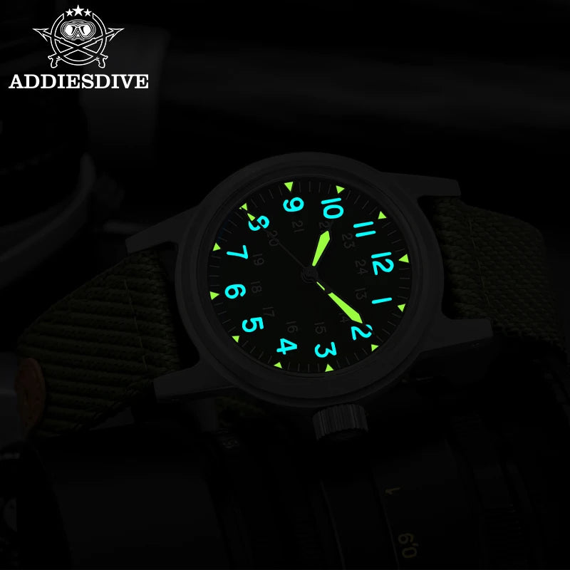 Herren-Vintage-Automatikuhr mit Bubble-Glas und Nylonarmband