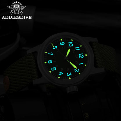 Herren-Vintage-Automatikuhr mit Bubble-Glas und Nylonarmband