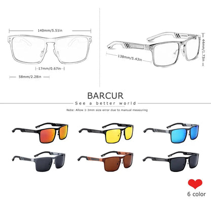 Sonnenbrille Al-Mg quadratisch Vintage polarisiert UV400 Business Herren
