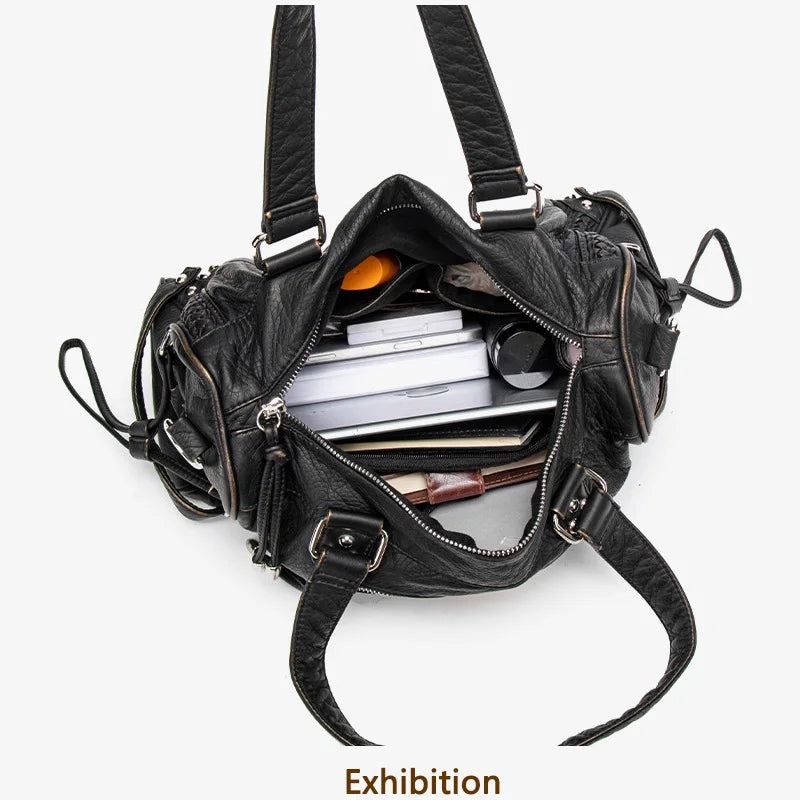 Damen-Handtasche aus weichem Bronzeleder Großes Fassungsvermögen mit Innenfächern Alltagstauglichkeit