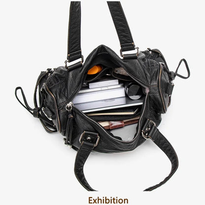 Damen-Handtasche aus weichem Bronzeleder Großes Fassungsvermögen mit Innenfächern Alltagstauglichkeit