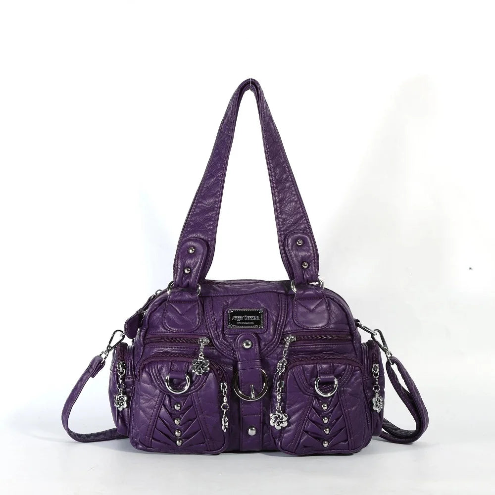 Damen-Satchel-Handtasche Aus PU-Leder Mit Top-Handle Und Mehrfachen Taschen Für Vielseitige Aufbewahrung