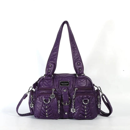 Damen-Satchel-Handtasche aus PU-Leder mit Reißverschluss und viel Stauraum für Alltag und Freizeit