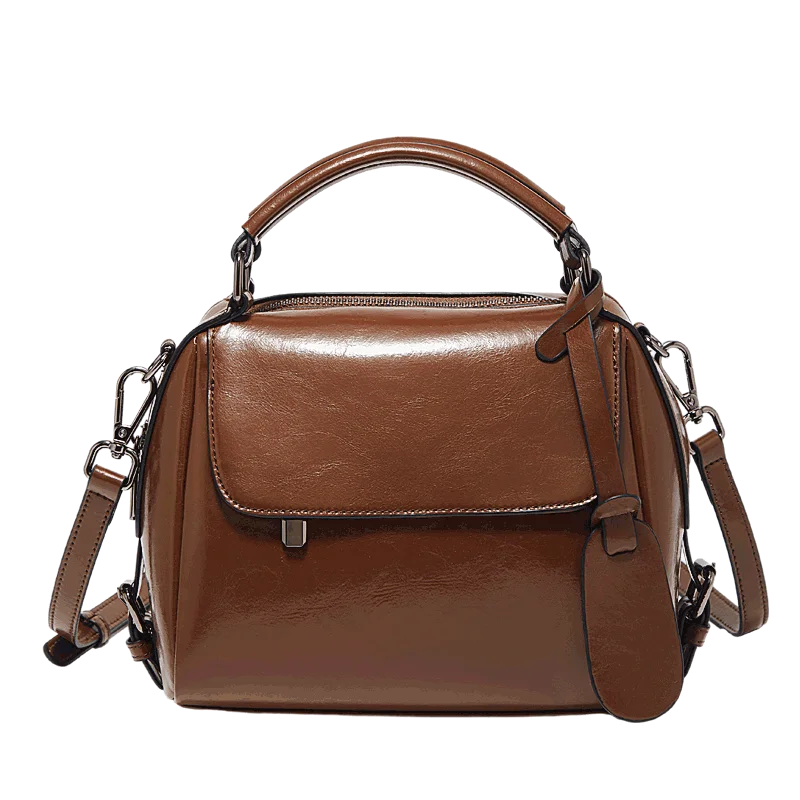 Damen Handtasche aus Spaltleder im Retro-Luxus-Design als Umhängetasche