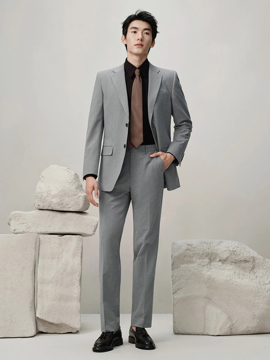 Herren-Anzugset mit Blazer und Hose in tiefem Blau und Khaki – modischer Seersucker für Frühling und Sommer, ideal für Hochzeiten und Büro.