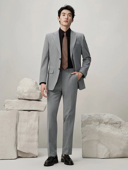 Herren-Anzugset mit Blazer und Hose in tiefem Blau und Khaki – modischer Seersucker für Frühling und Sommer, ideal für Hochzeiten und Büro.