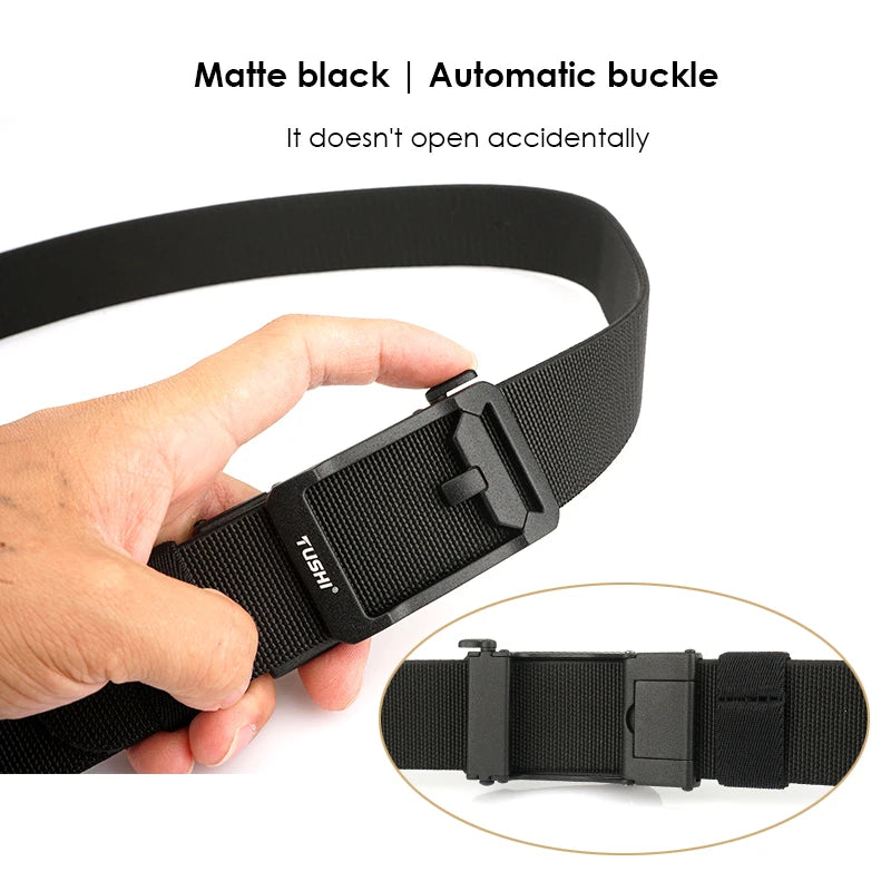 Herren-Gürtel Elastischer Nylon-Gürtel Mit Automatischer Metallschnalle Verstellbare Länge