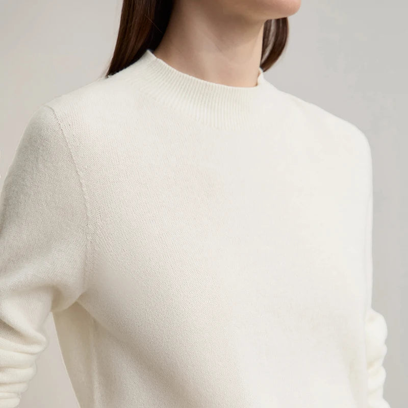 Damen-Rollkragenpullover Wolle-Kaschmir locker Herbst