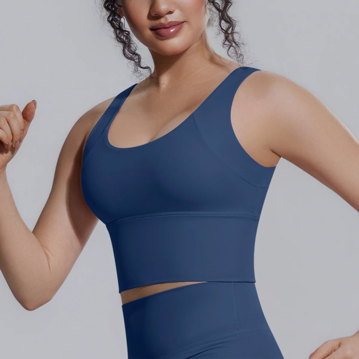 Damen-Yoga-Weste mit weitem Rundhalsausschnitt, dunkelblau