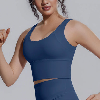Damen-Yoga-Weste mit weitem Rundhalsausschnitt, dunkelblau