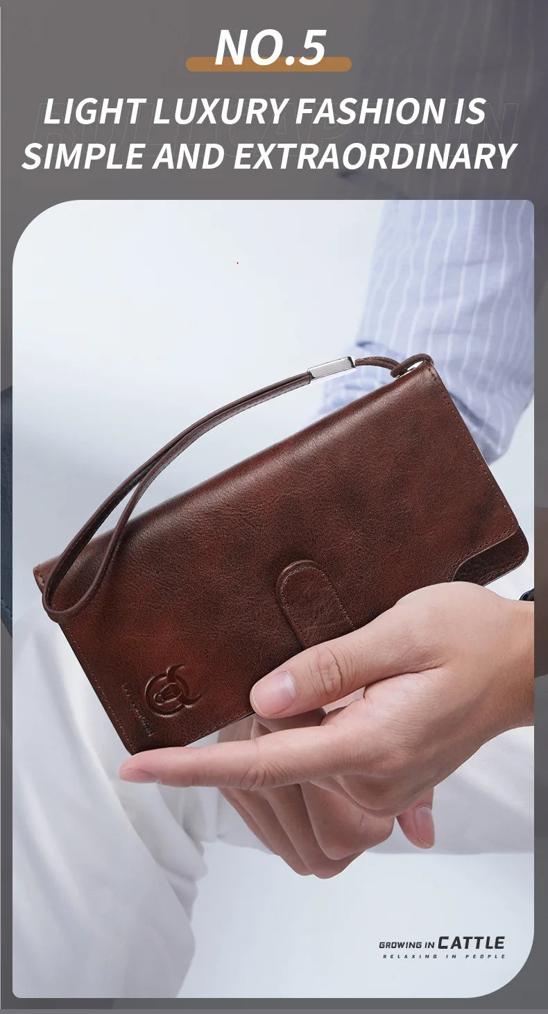 Unisex Geldbörse Langformat Bifold Mit RFID-Schutz Und Handgelenkband Für Mehrere Karten