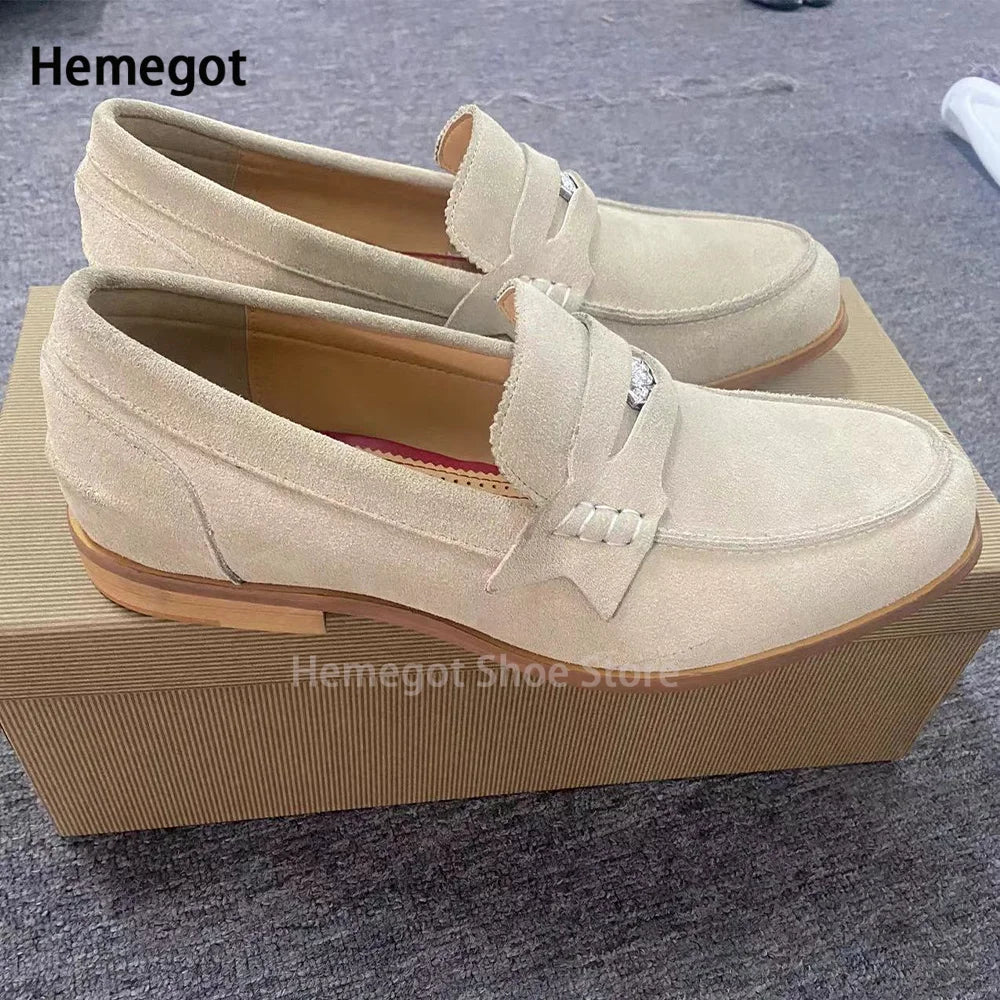 Black Suede Loafers Men's Spring Autumn British Style Shoes New Shoes Comfortable Slip-On Light Casual Shoes Large Size 40-48