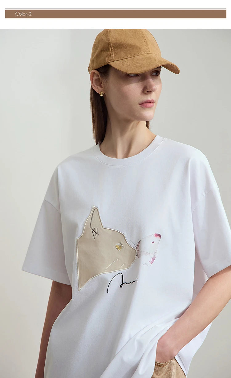 Damen T-Shirt im lässigen Stil mit Rundhalsausschnitt und kurzem Arm